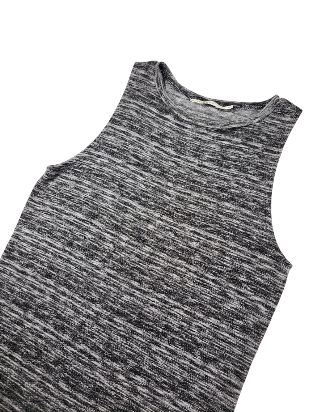Ginger G Maxi Tank Dress Med Black Gray Marled Knit Sleeveless Stretch USA Y2K - Picture 7 of 12